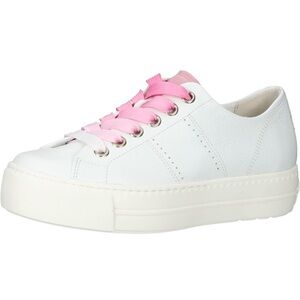 Paul Green White Platform Sneakers w/ pink tongue and ombré pink laces (sz 9us)